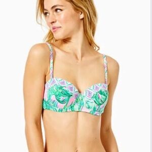 Lilly Pulitzer Pink & Green Tropical Print Bikini Top
